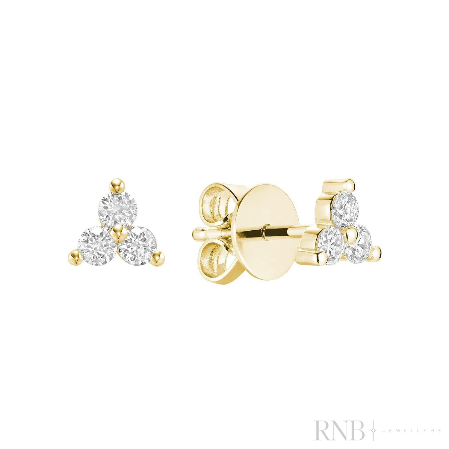 Trinity Diamond Stud Earrings-RNB Jewellery