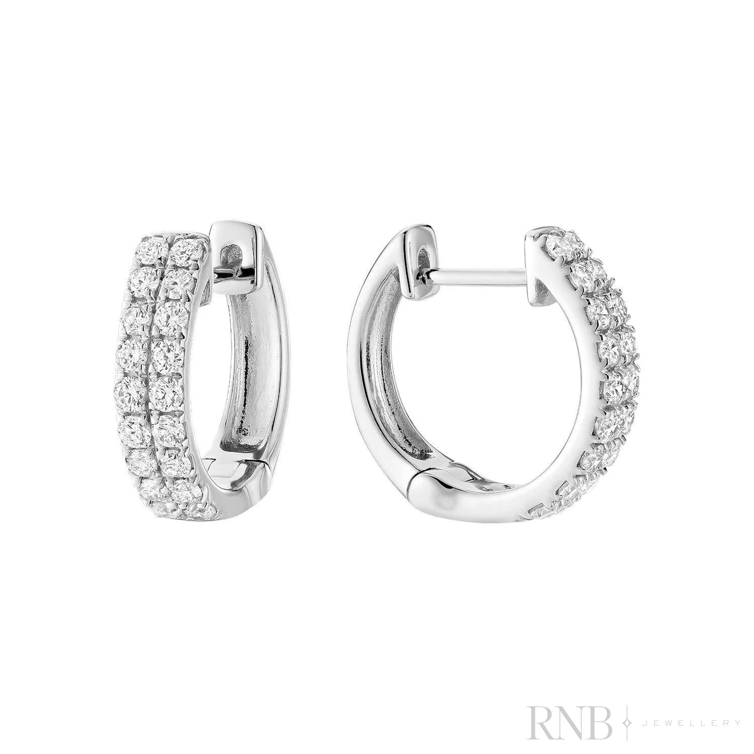 Double Row Diamond Huggie Earrings-RNB Jewellery