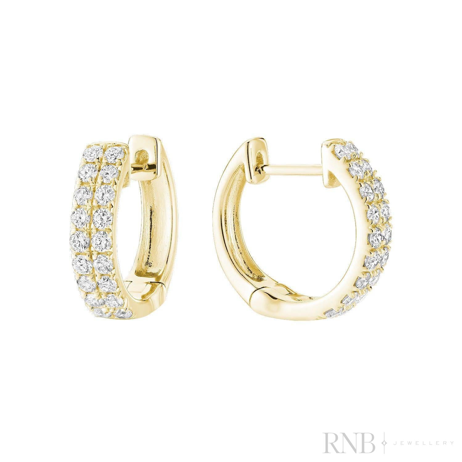 Double Row Diamond Huggie Earrings-RNB Jewellery