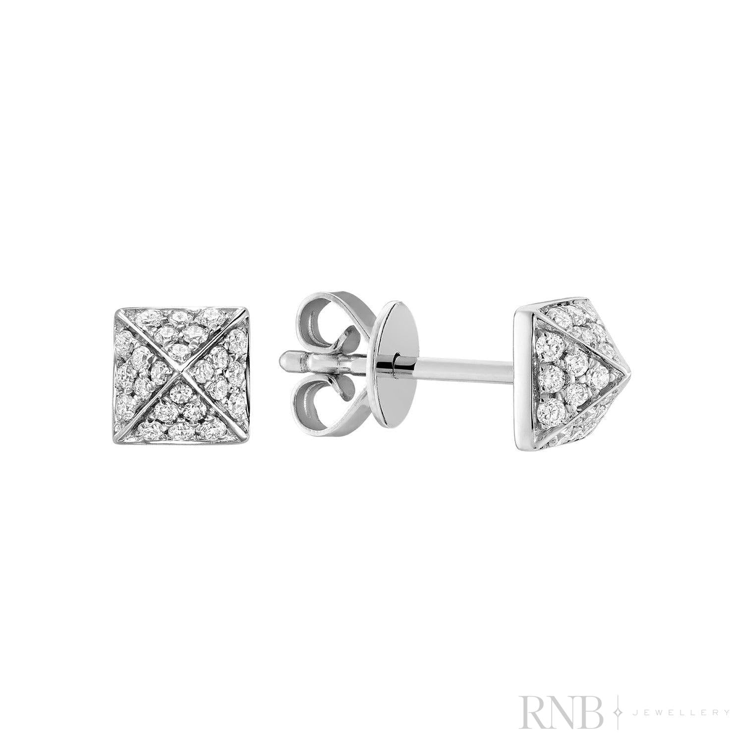 Pave Pyramid Diamond Stud Earrings-RNB Jewellery