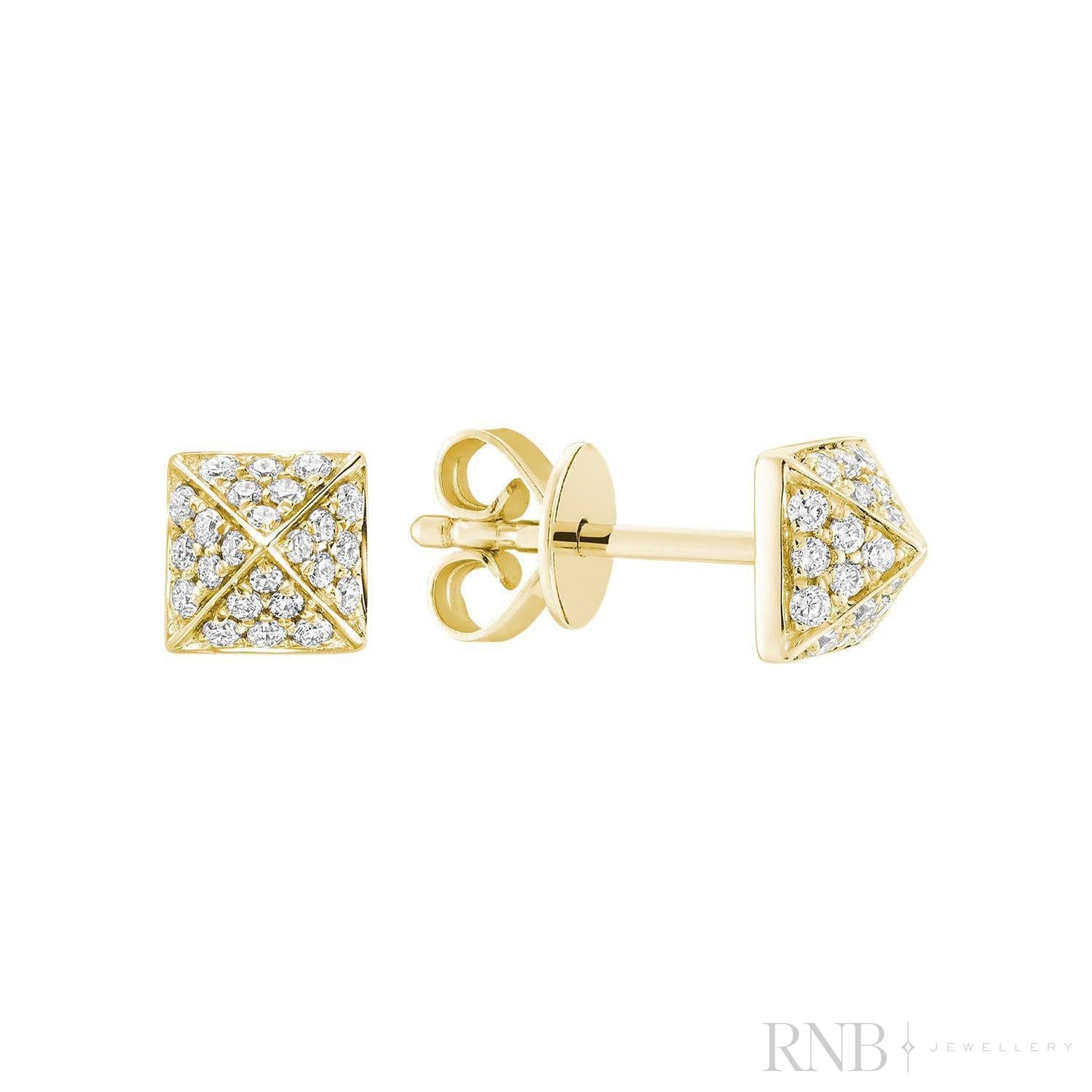 Pave Pyramid Diamond Stud Earrings-RNB Jewellery