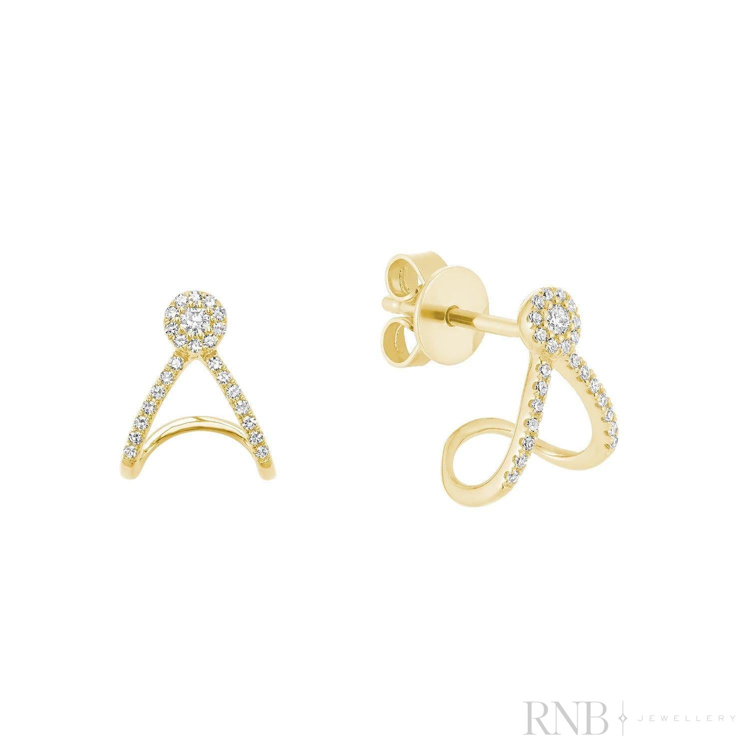 Ear Wrap Diamond Stud Earrings-RNB Jewellery