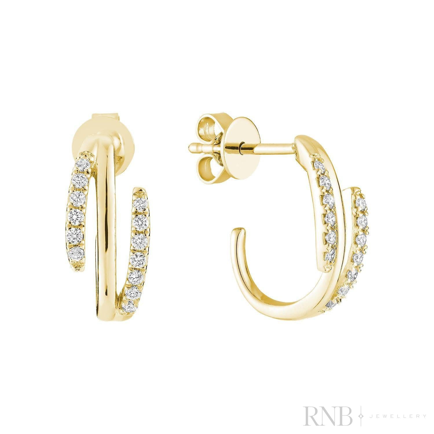 Double Swirl Diamond Earrings-RNB Jewellery