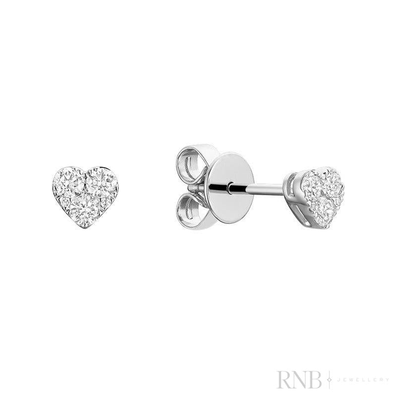 Pave Heart Diamond Stud Earrings-RNB Jewellery