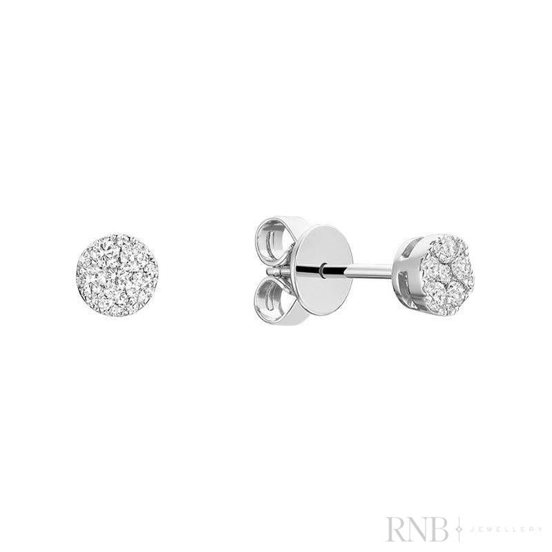 Pave Round Diamond Stud Earrings-RNB Jewellery