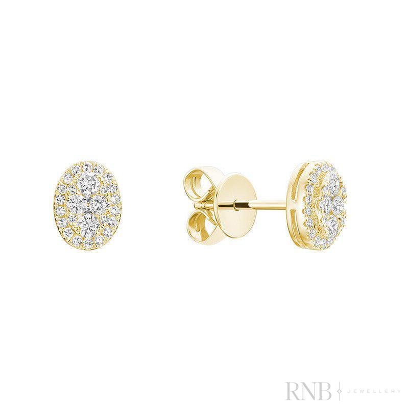 Pave Oval Diamond Stud Earrings-RNB Jewellery