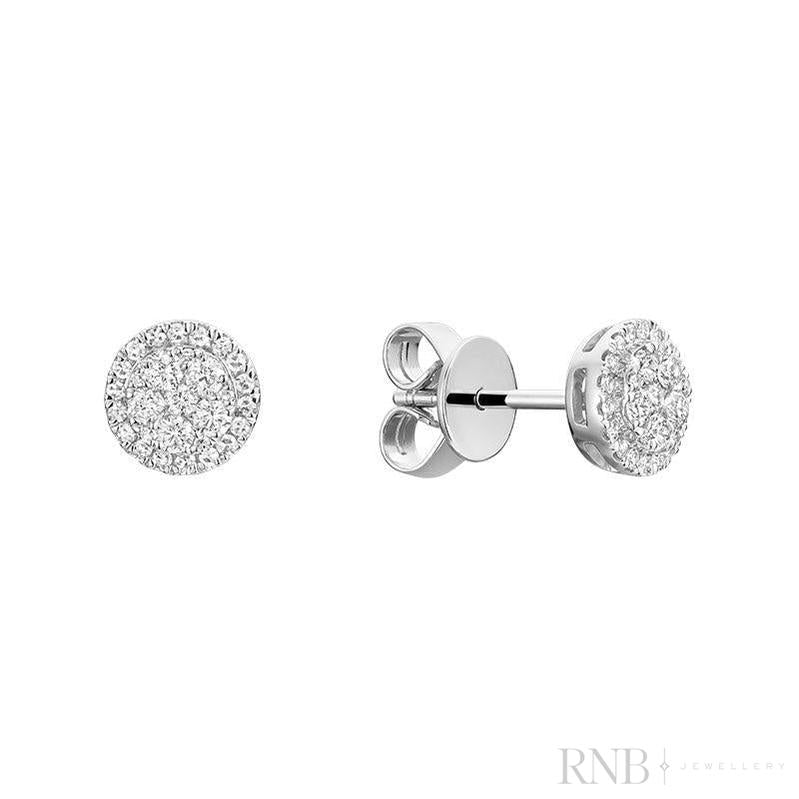 Pave Circle Diamond Stud Earrings-RNB Jewellery