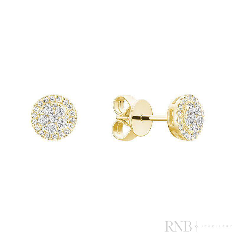 Pave Circle Diamond Stud Earrings-RNB Jewellery