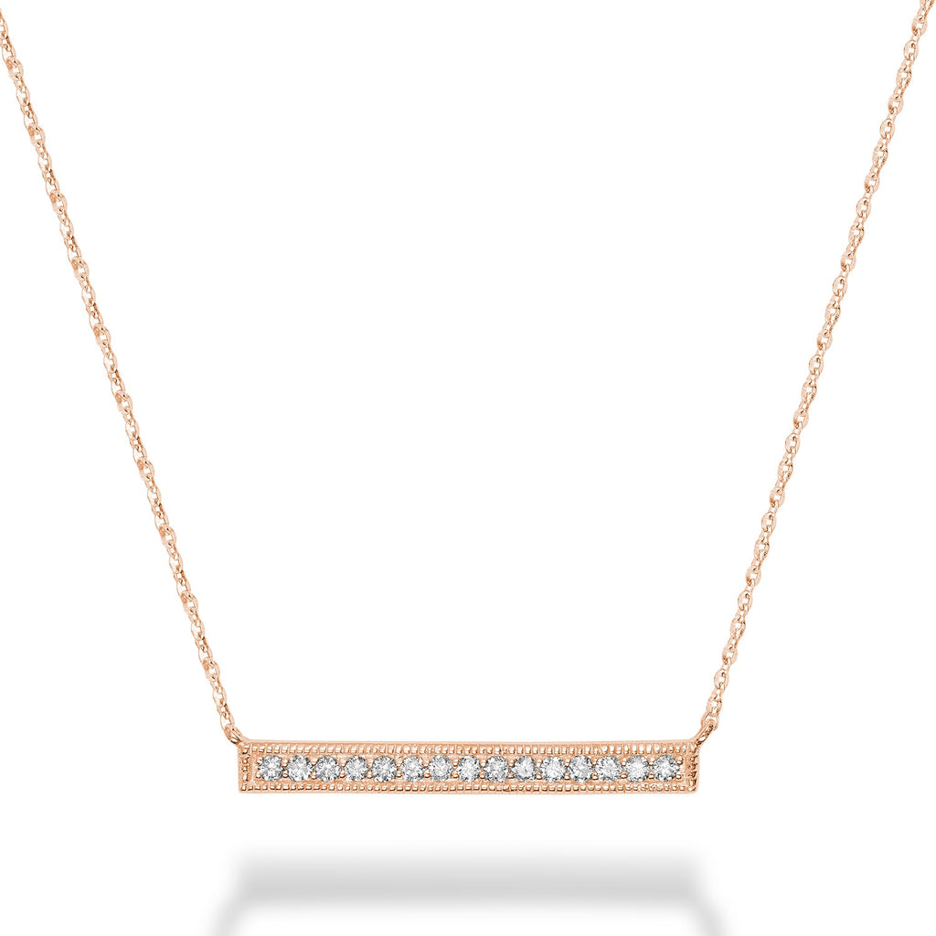 Bar Diamond Milgrain Necklace - RNB Jewellery