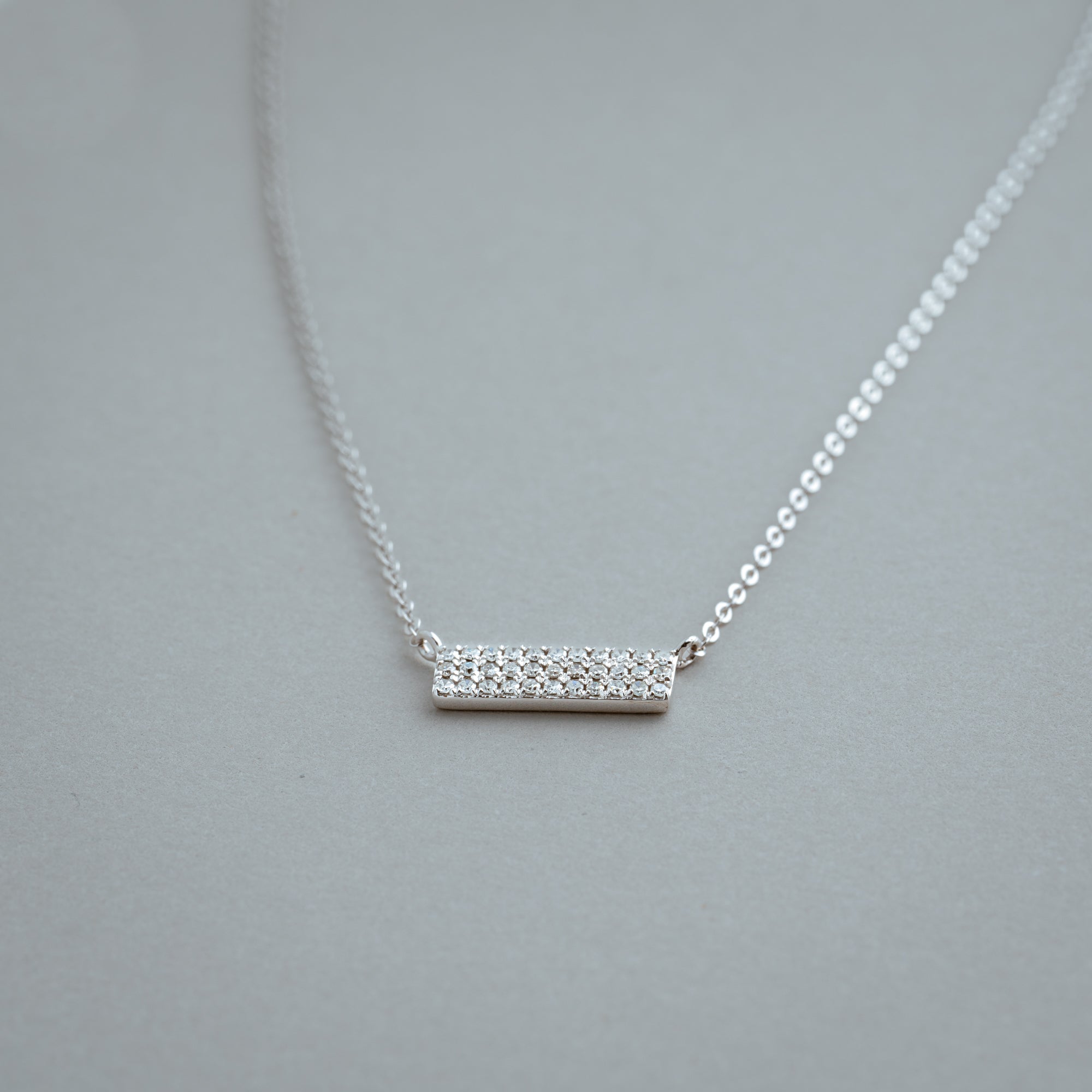 Bar Plate Diamond Necklace - RNB Jewellery