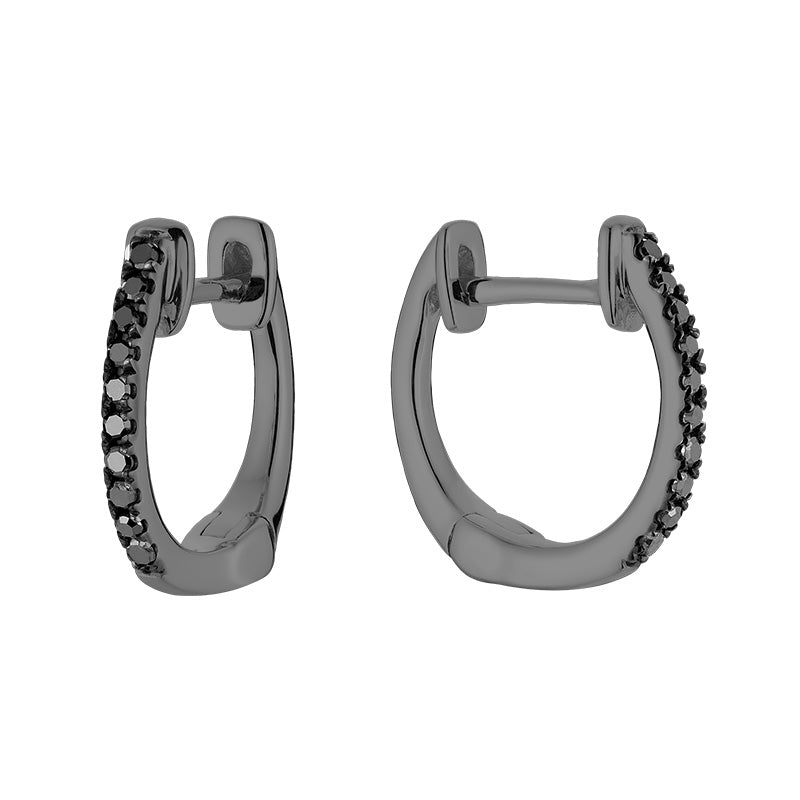 Black Diamond Huggie Earrings - RNB Jewellery