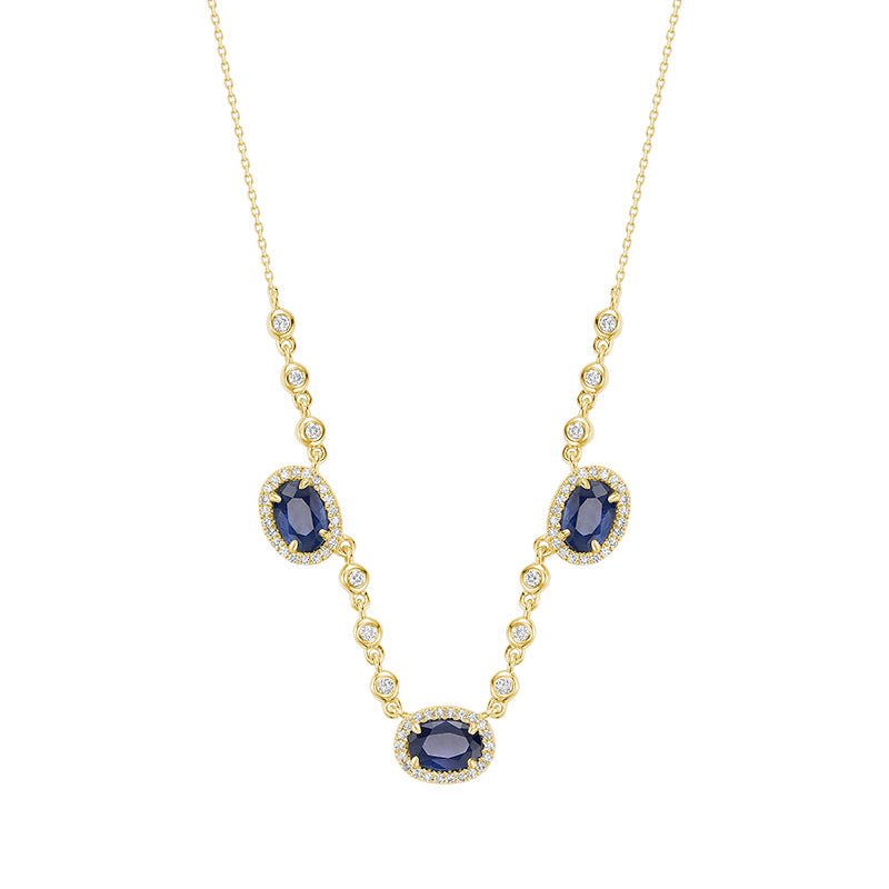 Blue Sapphire & Diamond Pendant - Pendentif en Diamant & Sapphire - RNB Jewellery