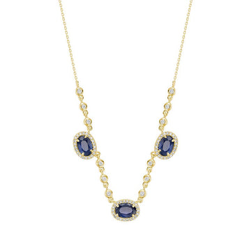 Blue Sapphire & Diamond Pendant - Pendentif en Diamant & Sapphire - RNB Jewellery