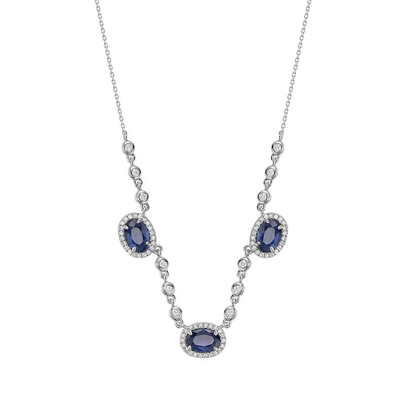 Blue Sapphire & Diamond Pendant - Pendentif en Diamant & Sapphire - RNB Jewellery