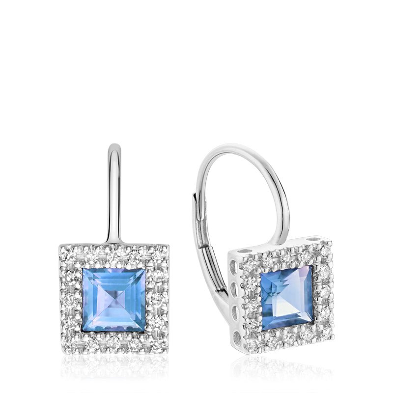 BLUE TOPAZ & DIAMOND EARRINGS - RNB Jewellery