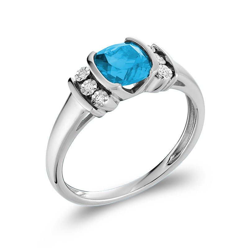 Blue Topaz & Diamond Ring - Bague Diamand & Blue Topaz - RNB Jewellery