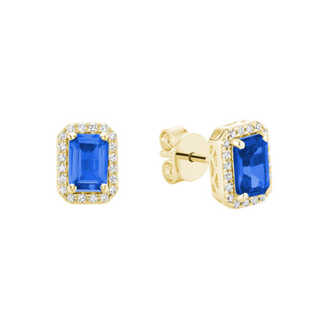 Created Blue Sapphire & Diamond Earrings - RNB Jewellery