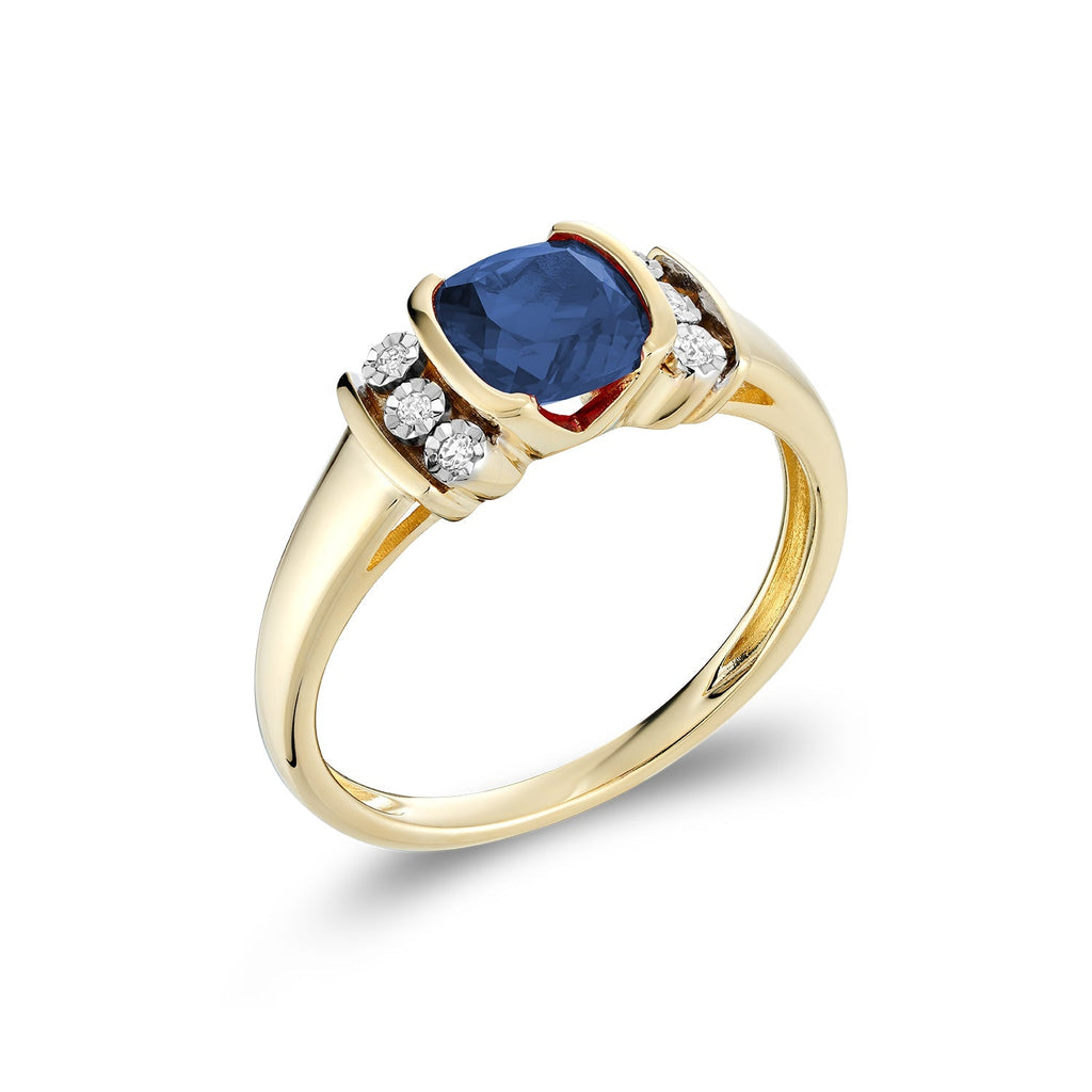 Created Blue Sapphire & Diamond Ring - RNB Jewellery