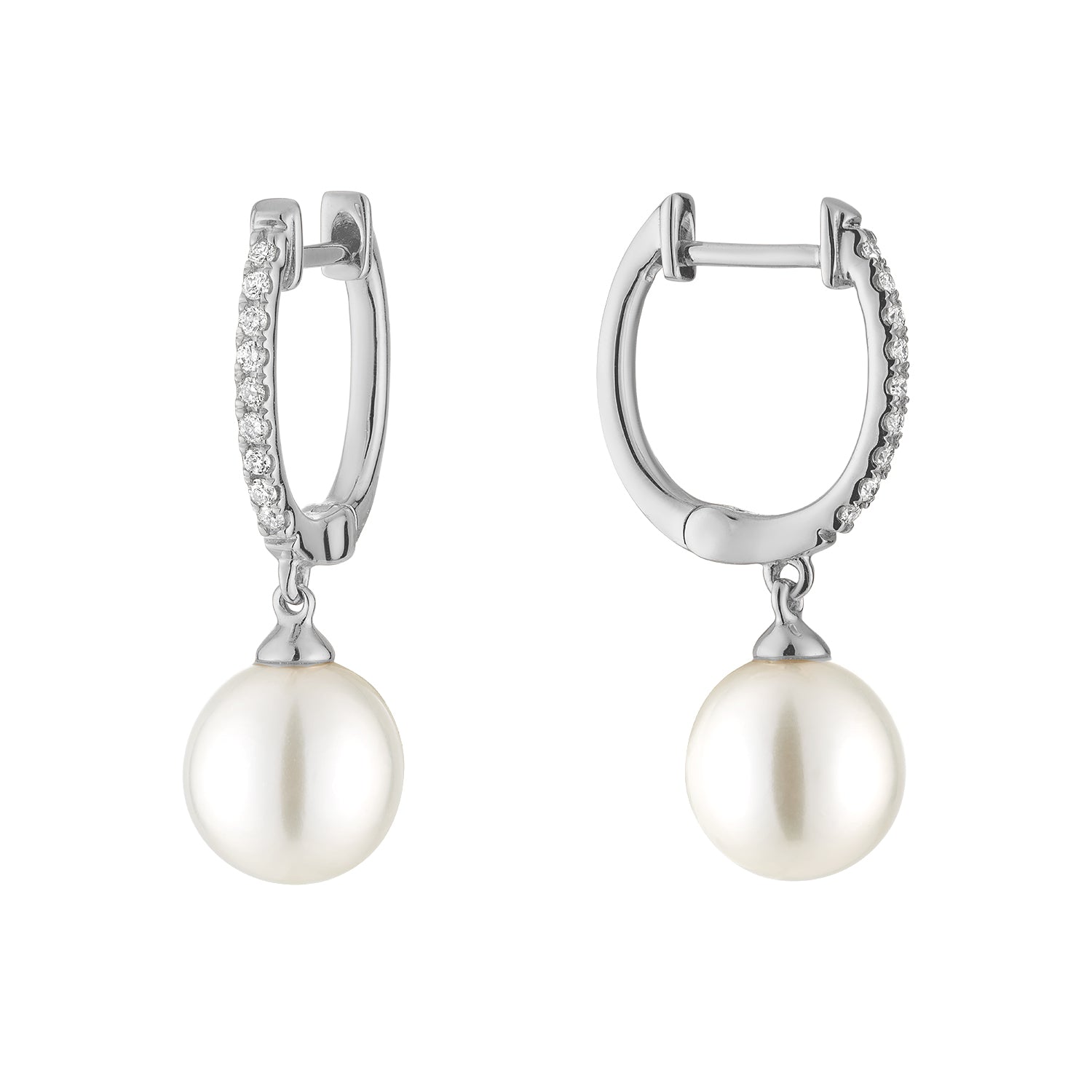 Cultured  Pearl & Diamond Dangle Earrings