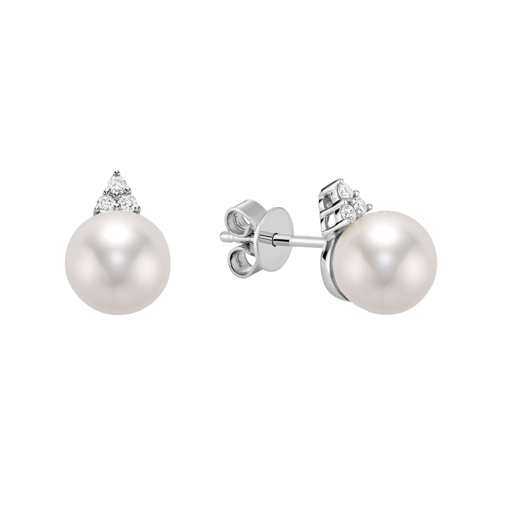 Cultured Pearl & Diamond Stud Earrings - RNB Jewellery