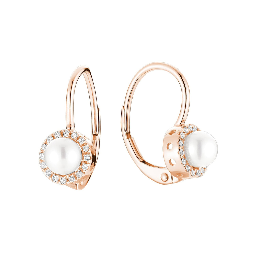 Cultured Pearl & Diamonds Dangle Earrings - RNB Jewellery