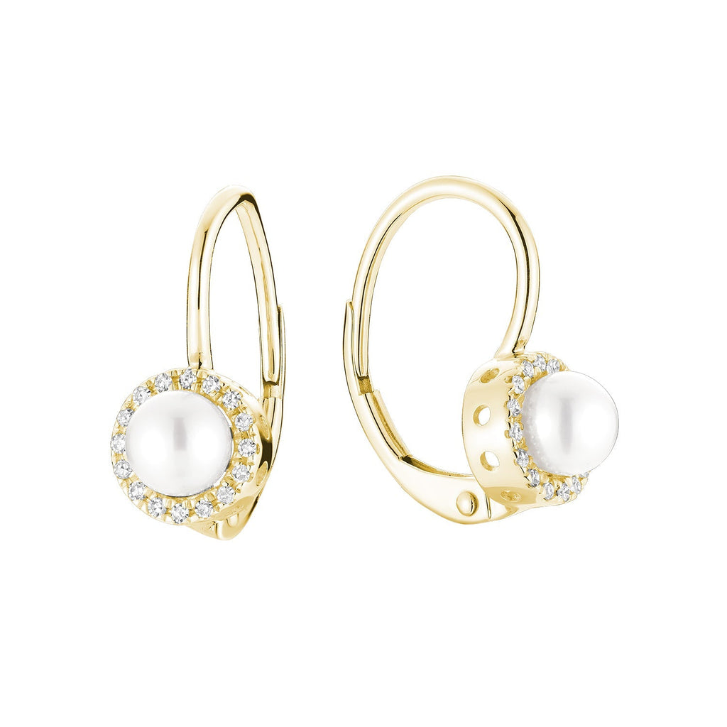 Cultured Pearl & Diamonds Dangle Earrings - RNB Jewellery