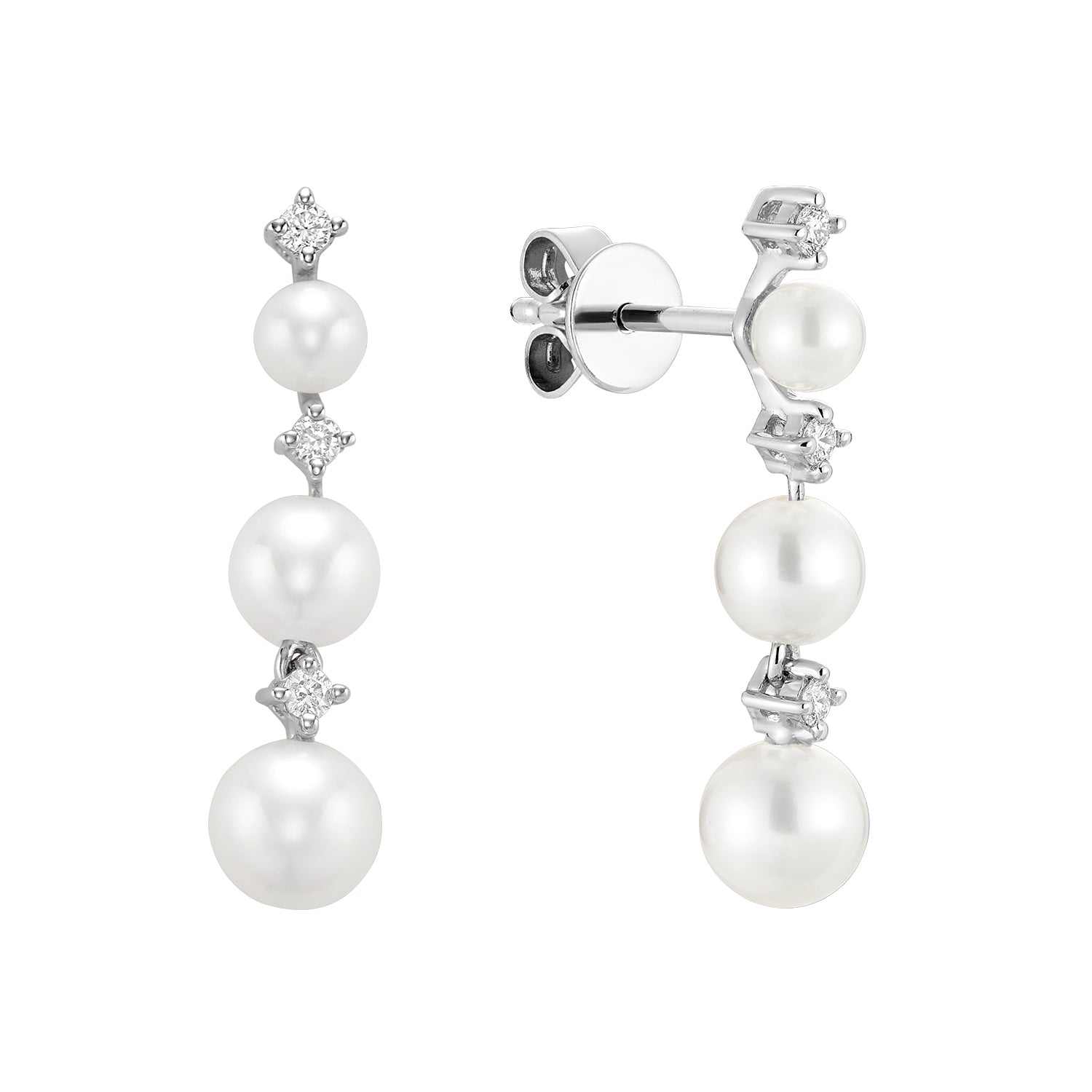 Cultured Pearl & Diamonds Stud Earrings - RNB Jewellery