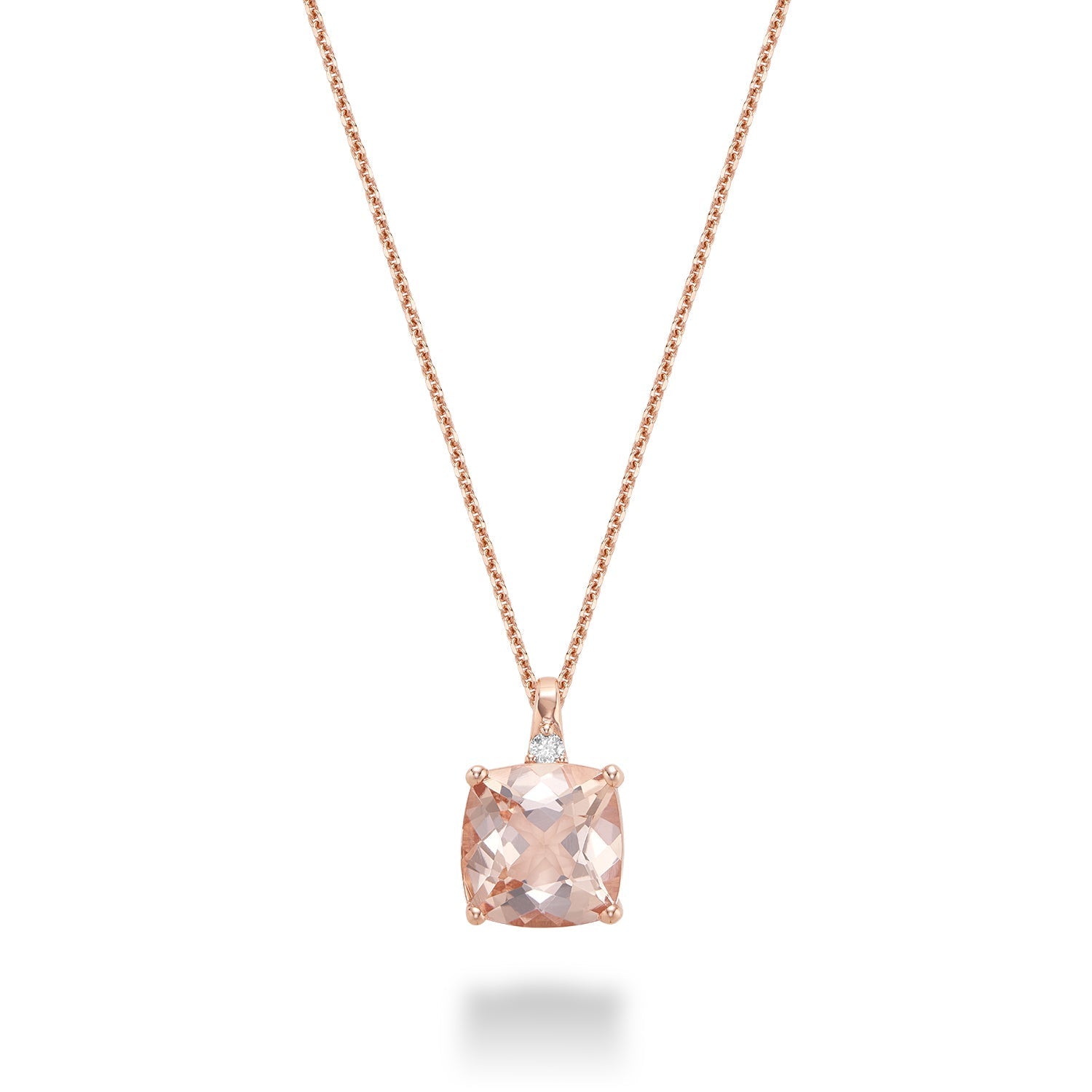 Cushion Cut Morganite and Diamond Pendant - RNB Jewellery