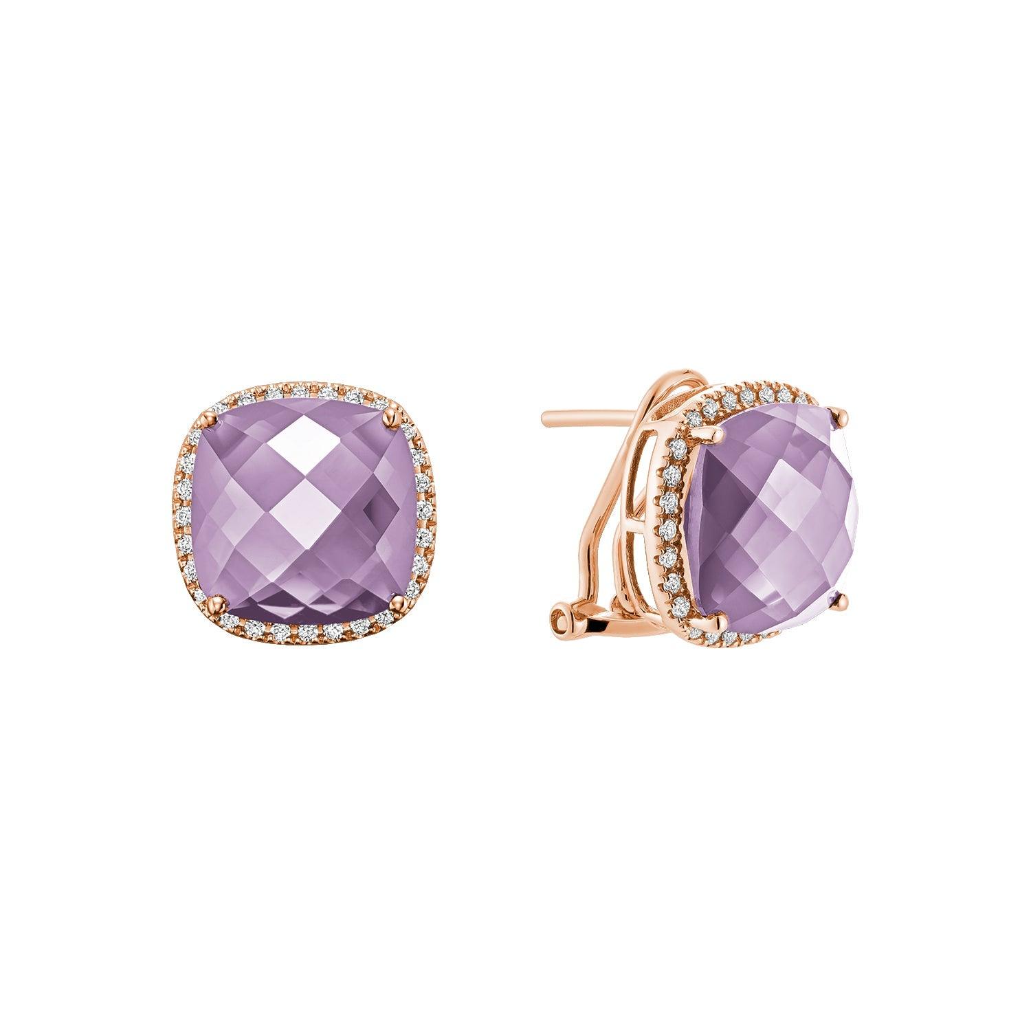 Cushion Cut Precious Stone & Diamond Halo Earrings - RNB Jewellery