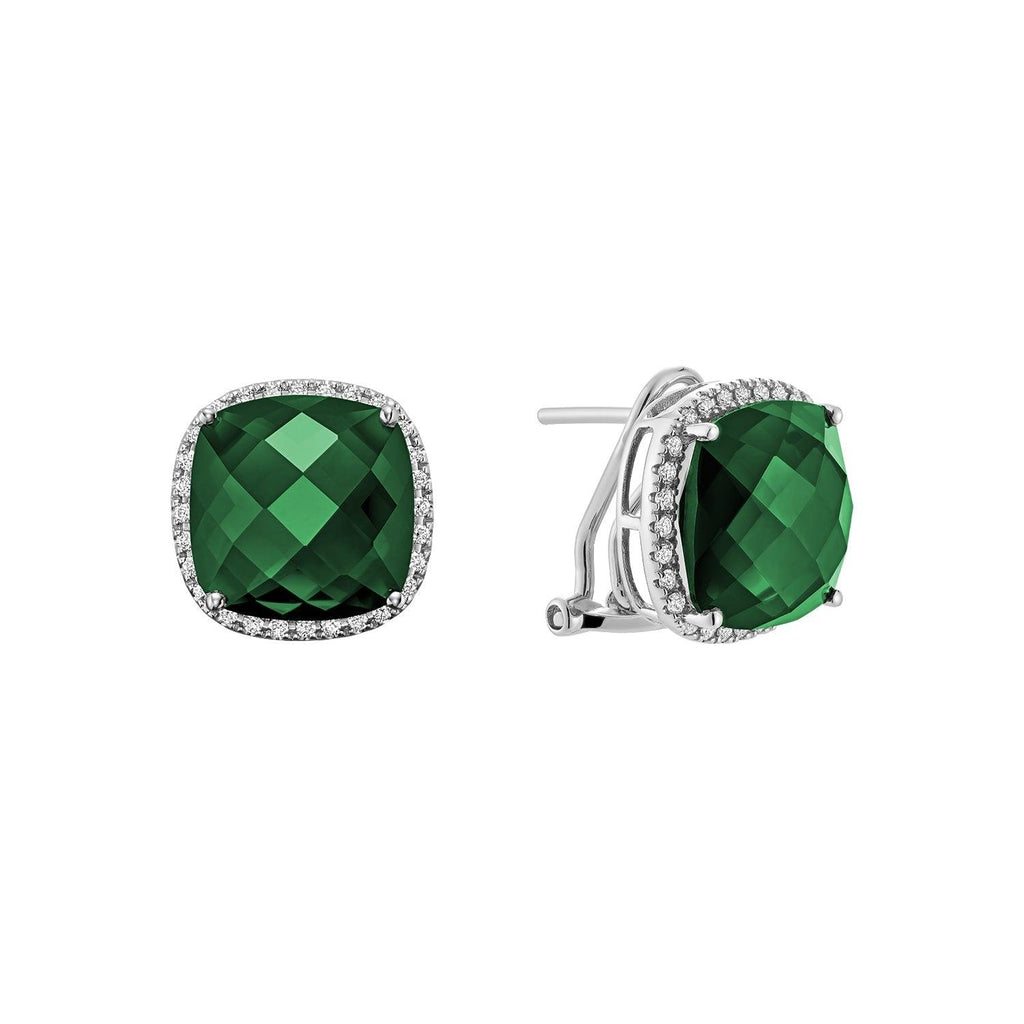 Cushion Cut Precious Stone & Diamond Halo Earrings - RNB Jewellery