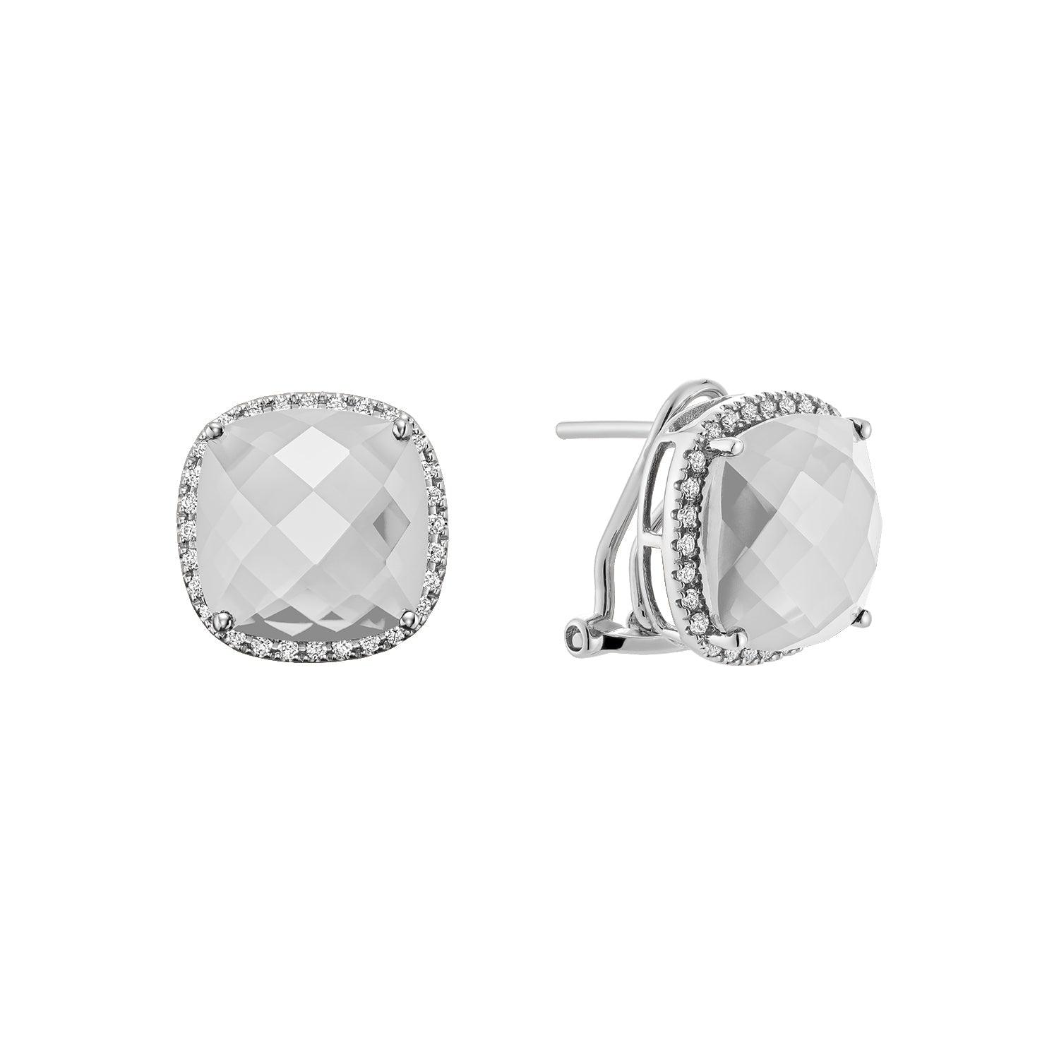 Cushion Cut Precious Stone & Diamond Halo Earrings - RNB Jewellery