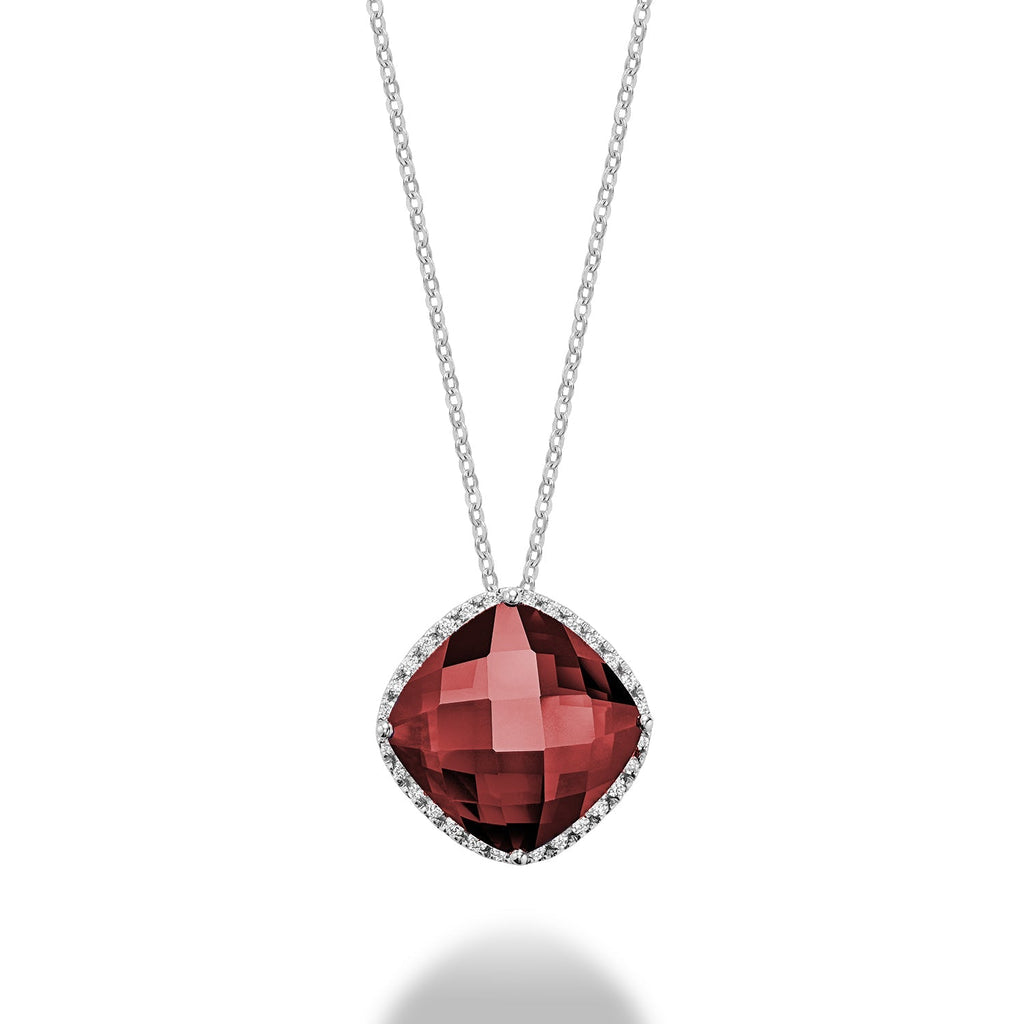 Cushion Cut Precious Stone & Diamond Halo Pendant - RNB Jewellery