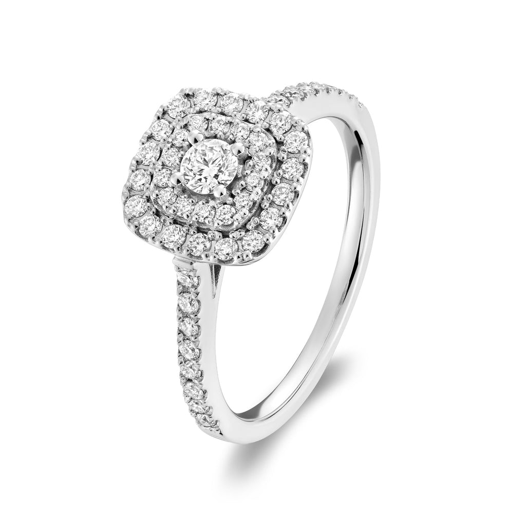 Cushion Double Halo Diamond Engagement Ring - RNB Jewellery