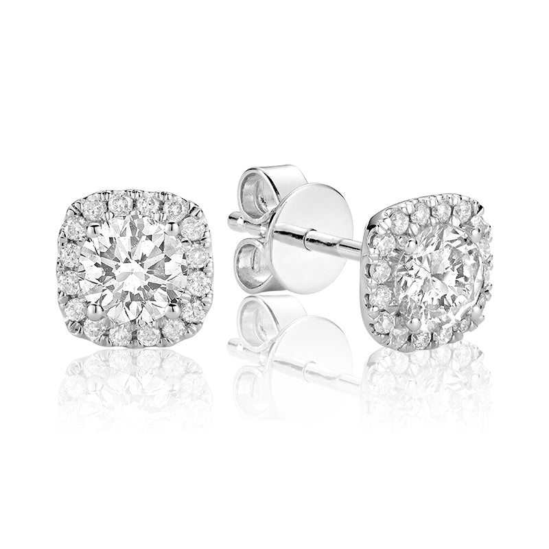 Cushion Mount Diamond Stud Earrings - RNB Jewellery