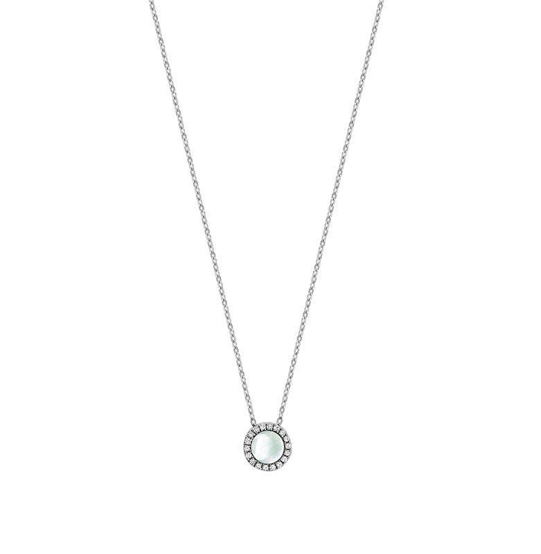 Diamond & Mother Pearl Necklace - Collier Nacre & Diamant - RNB Jewellery