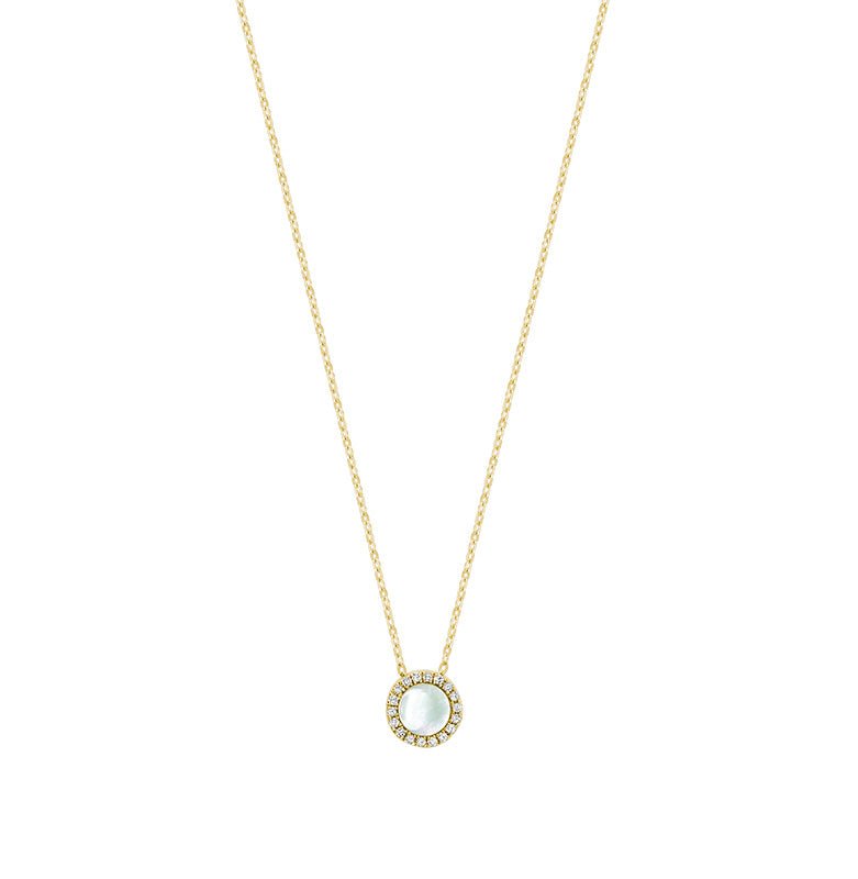 Diamond & Mother Pearl Necklace - Collier Nacre & Diamant - RNB Jewellery