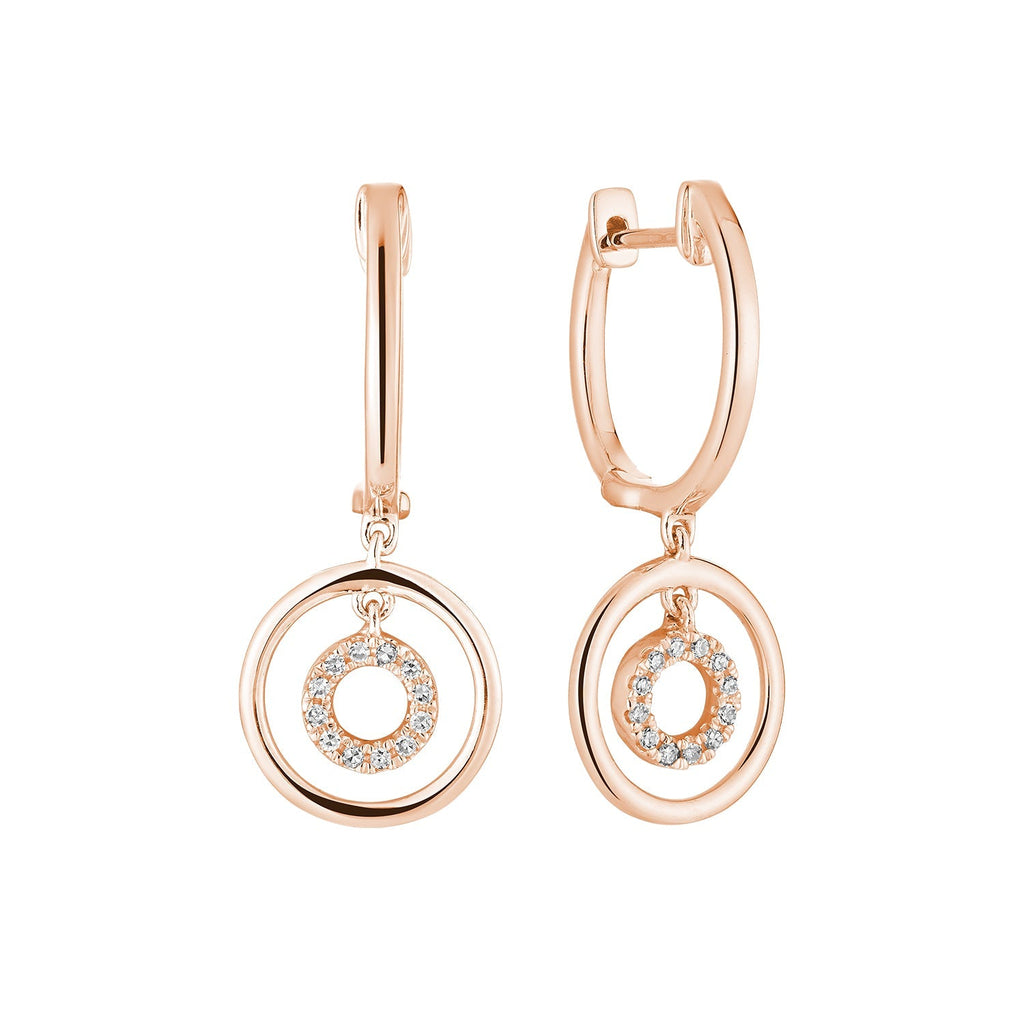 Double Circle Diamond Dangle Earrings - RNB Jewellery