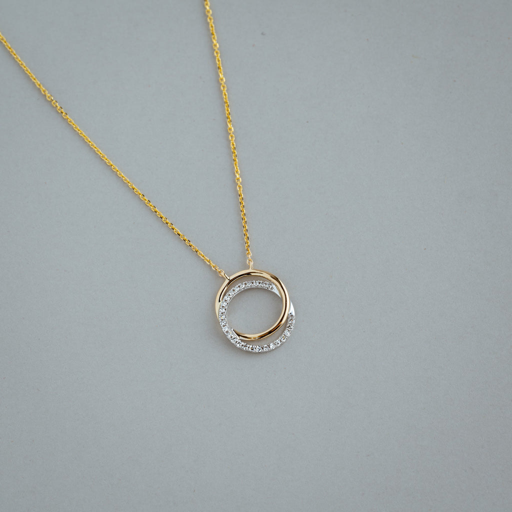 Double Circle Diamond Necklace - RNB Jewellery