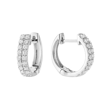 Double Row Diamond Huggie Earrings - RNB Jewellery