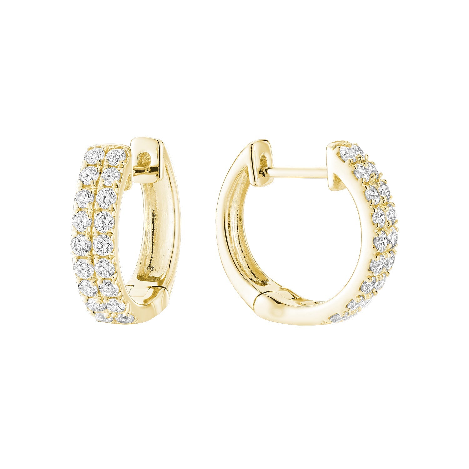 Double Row Diamond Huggie Earrings - RNB Jewellery