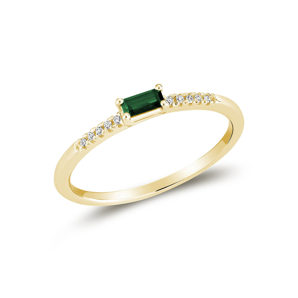 Emerald Cut Solitaire Precious Stone and Diamond Ring - RNB Jewellery