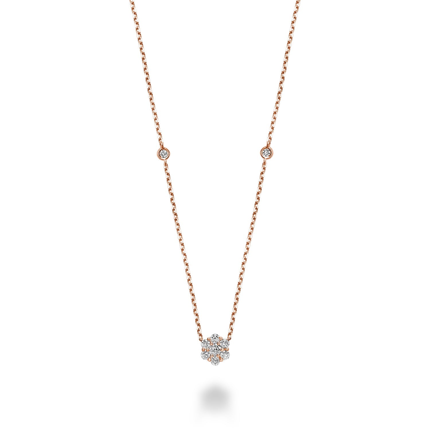 Flower & Bezel Diamond Necklace - RNB Jewellery