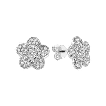 Flower Leaf Diamond Stud Earrings - RNB Jewellery