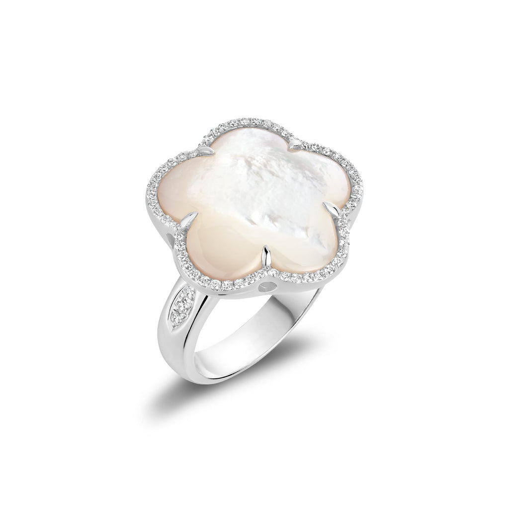 Flower Mother of Pearl Diamond Ring - RNB Jewellery