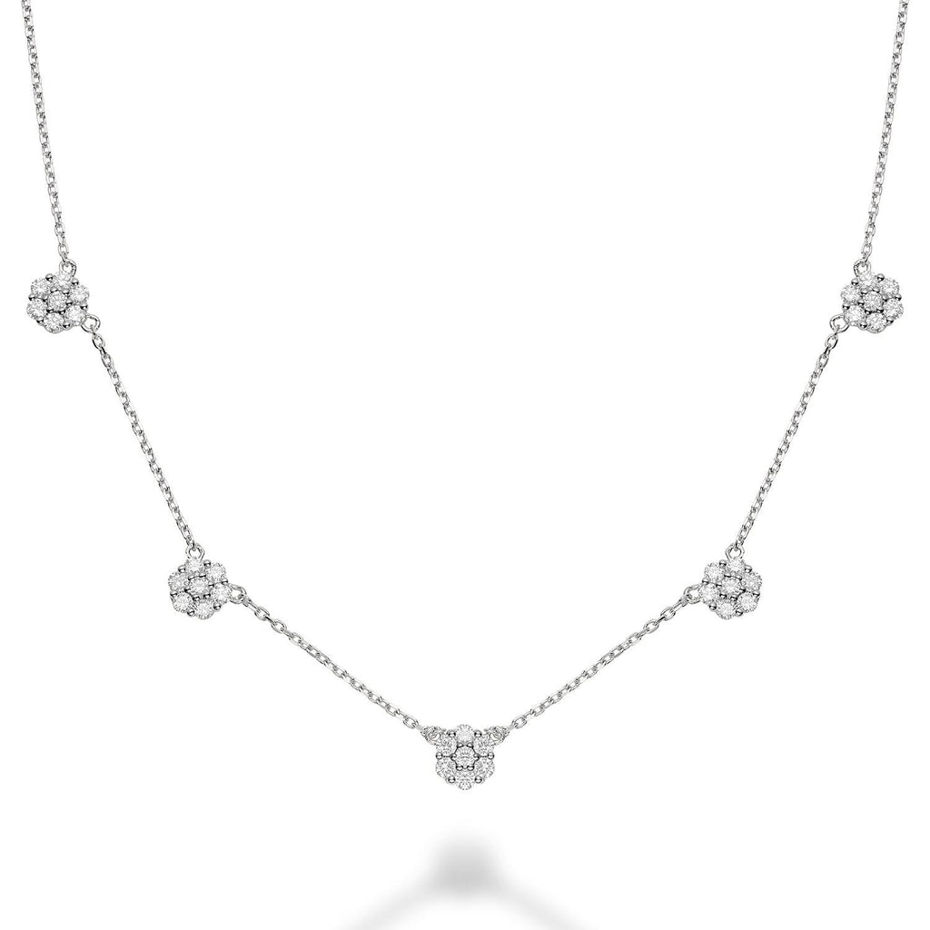 Flower Stationed Diamond Necklace - RNB Jewellery
