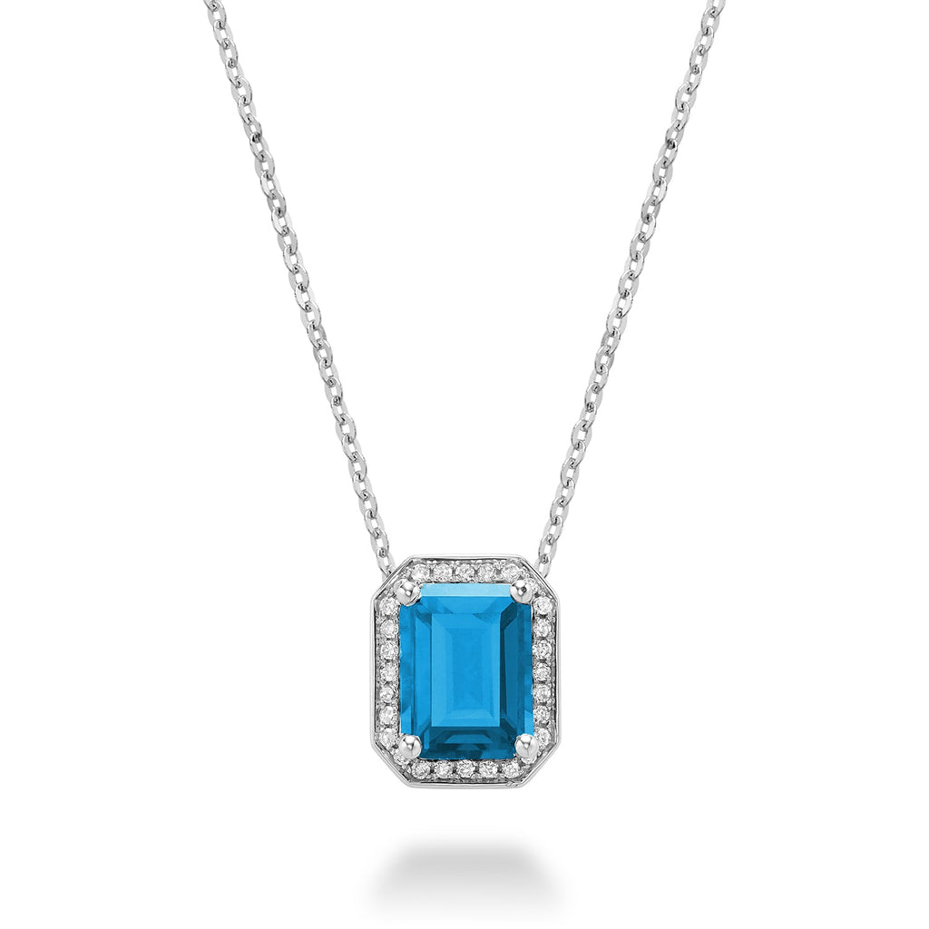 Gemstone & Diamond Emerald Cut Pendant - RNB Jewellery