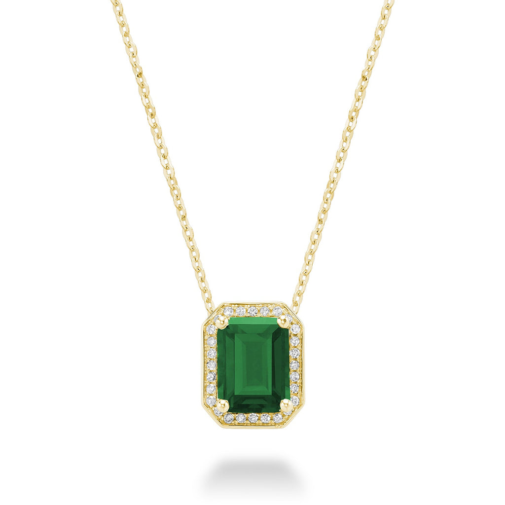 Gemstone & Diamond Emerald Cut Pendant - RNB Jewellery