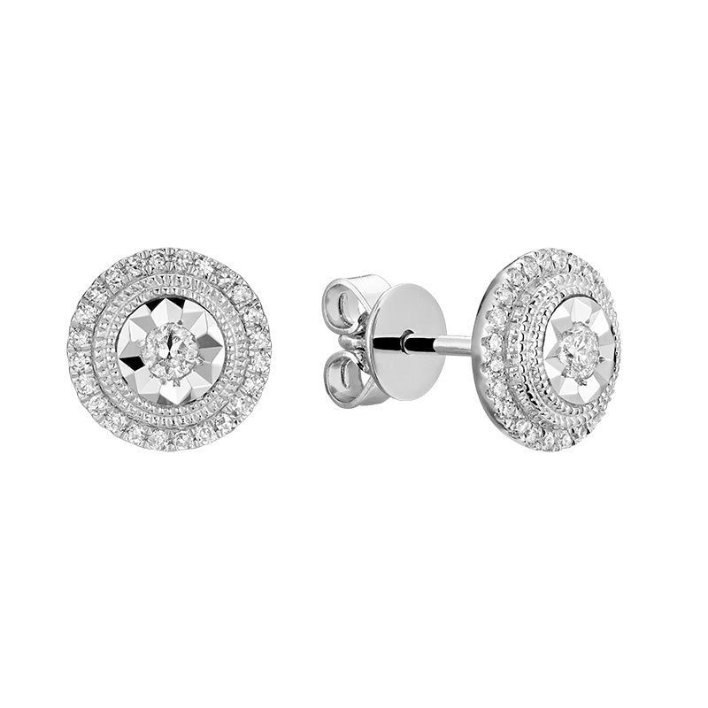 Halo Round Shape illusion Diamond Earring - RNB Jewellery