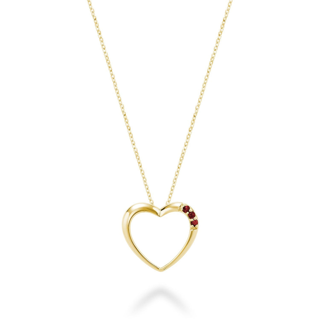 Heart Shape Ruby Pendant - Yellow Gold - RNB Jewellery