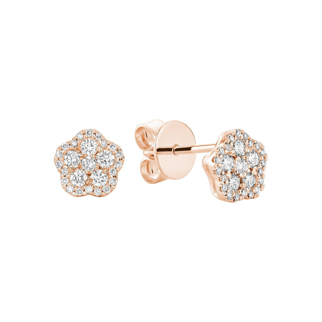 Hollow Flower Diamond Stud Earrings - RNB Jewellery